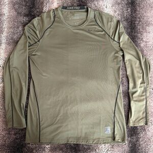 Nike Pro Olive Green Long Sleeve Top